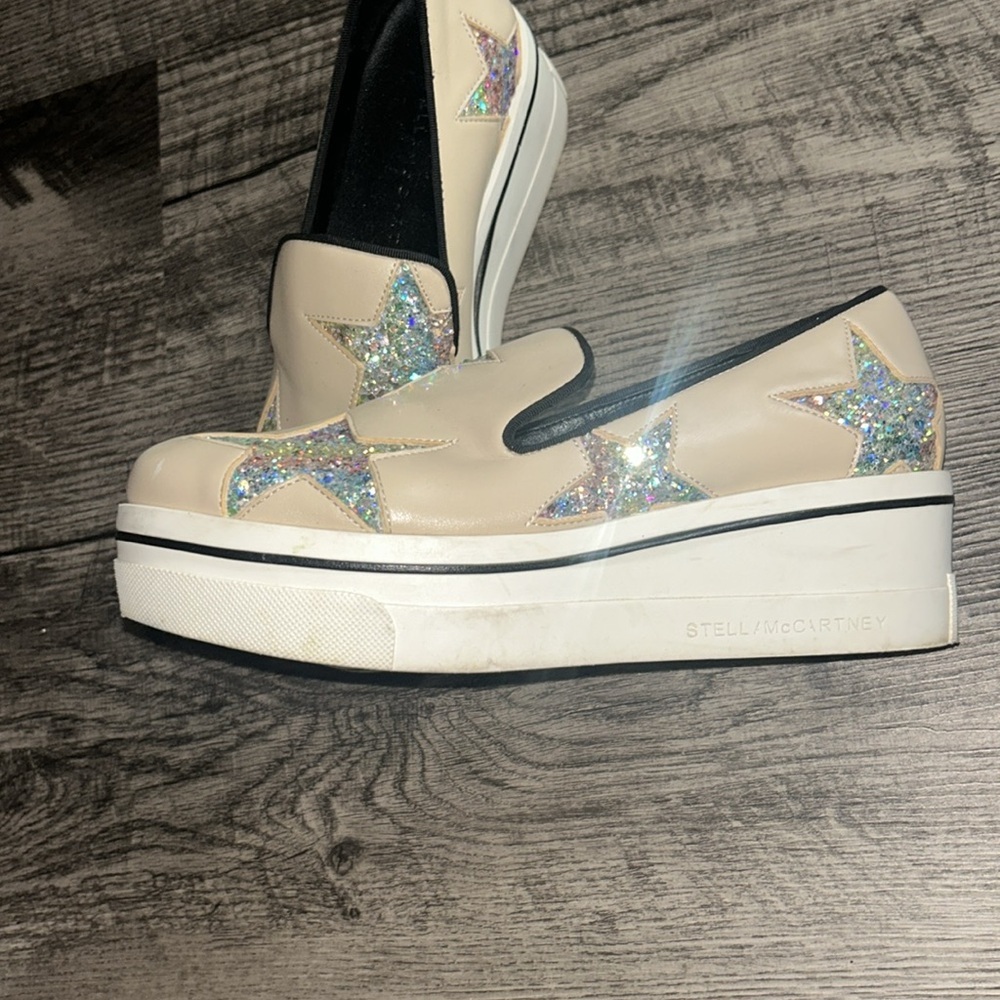 Cream rainbow stars STELLA MCCARTNEY platform shoes slip on shoes - Picture 3 of 7
